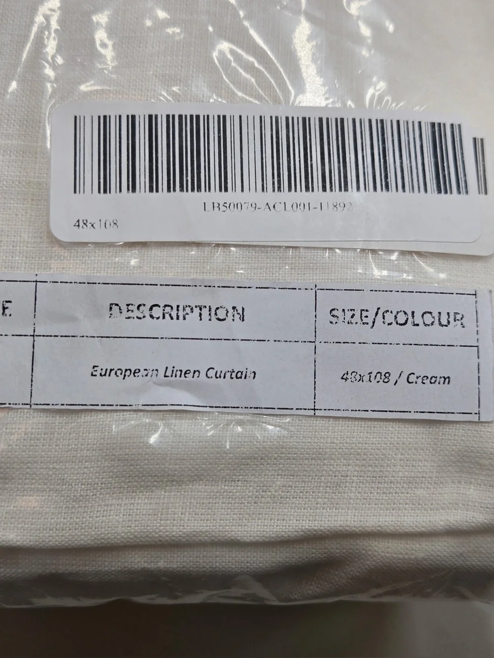 QUINCE Set Of 2 48x108 European Linen Curtains Cream 0362